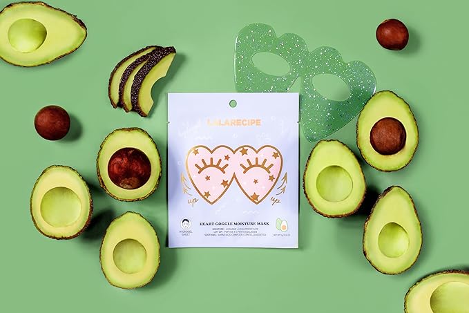 LALARECIPE Heart Goggle Moisture Eye Mask – Hydrating & Cooling Hydrogel Patches with 8-Hyaluronic Acid, Avocado & Collagen – Korean Skincare for Dry & Sensitive Skin (Pack of 10)