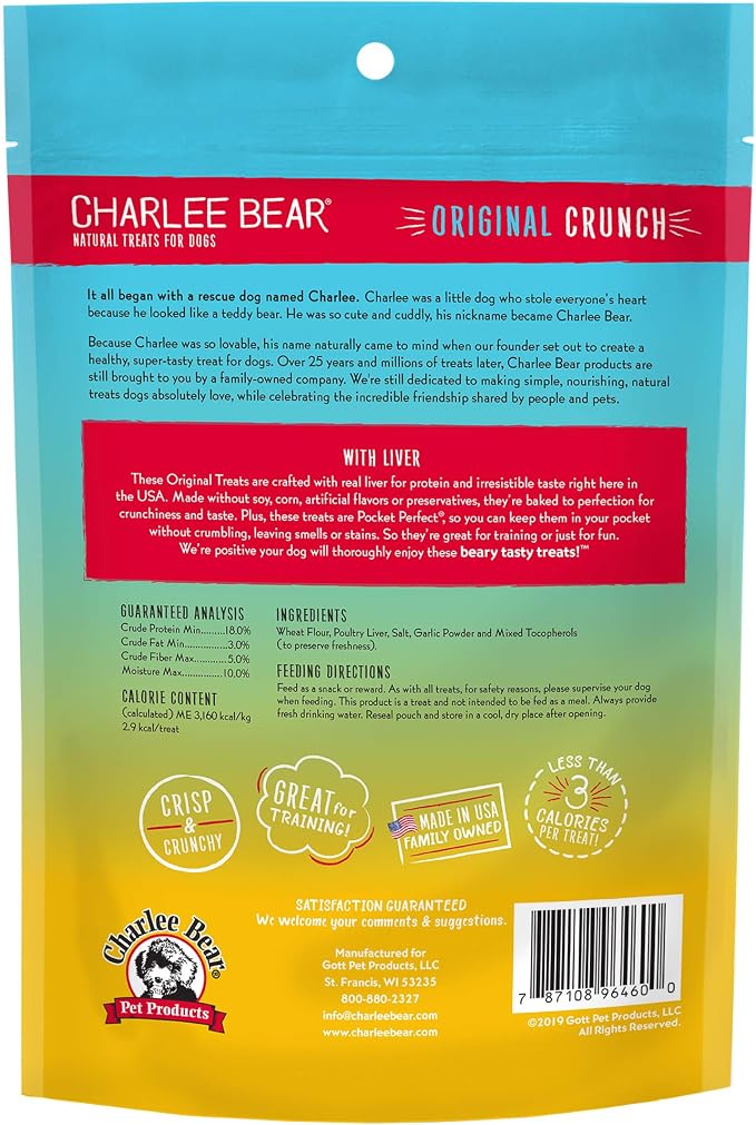 Charlee Bear Original Dog Treats, Chicken Liver, 6 oz (Pack of 2)