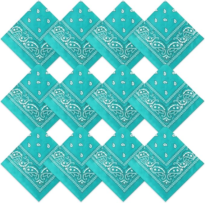 Suhine 12 Pcs Bandanas Bulk 22 x 22 Inch Paisley Headband Cowboy Handkerchief Christmas Thanksgiving Gift for Women Men