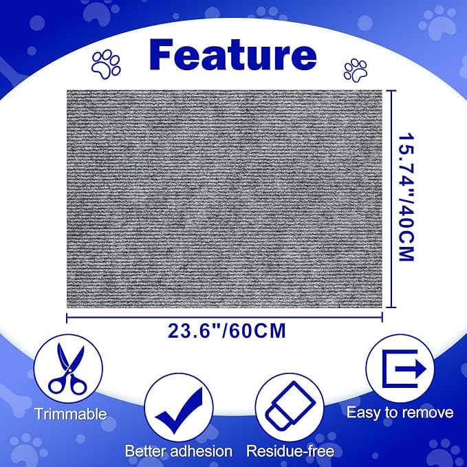 ENONCI 23.6x15.8 Cat Scratcher Mat, Self-Adhesive Cat Scratch Furniture Protector