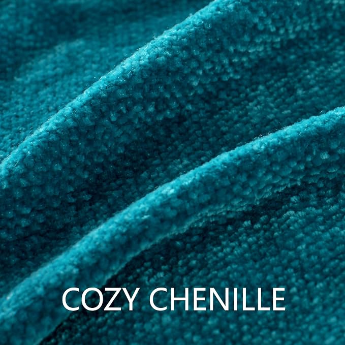 Chenille Throw Blanket for Couch 50" x 60", Teal | Soft Cozy Warm Throws with Fringe Tassel, for Living Room Bed Sofa Chair Cover, Lightweight Knitted Decorative Boho Blankets