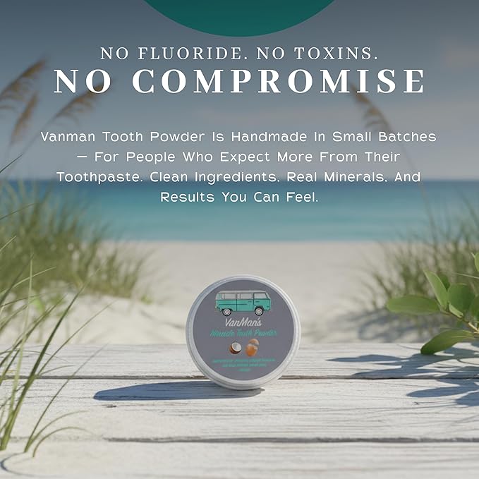 Vanman's - Tiny Miracle Eggshell Tooth Powder - Fluoride-Free Whitening with Coconut Charcoal & Eggshell Powder - Remineralizing - 0.25 oz