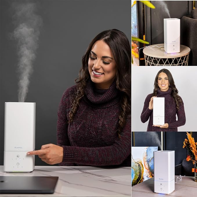 BlueHills 2000 ML Essential Oil Diffuser Humidifier Combo Square White Aroma Diffuser for Large Room Home 2 Liter Extra Large Capacity Long Run High Mist Huge Area Modern Design 2L - Solid White H201