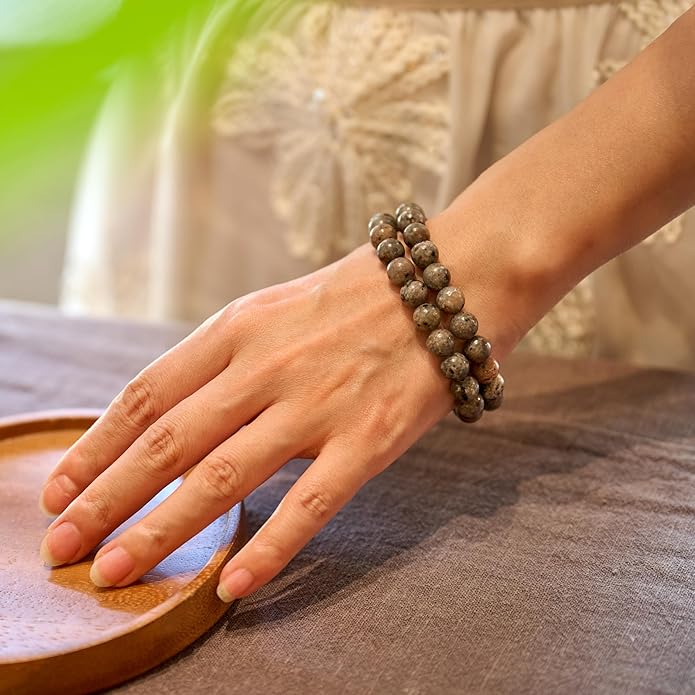 Bivei Natural Gemstone Semi Precious Healing Crystals Handmade Stretchy Round Beads Bracelet,Stocking Stuffers for Women Enhance Positive Energy