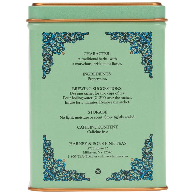 Harney & Sons Peppermint Herbal Tin, 20 Count (Pack of 2)