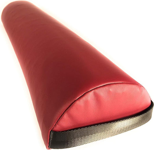 NRG Half Round Massage Bolster - Durable Massage/Spa Table Pillow Cushion - Positioning Bolster with Carrying Strap - CFC Free Foam, NaturSoft Vinyl Cover - 3 x 6 x 26 Inches - Color: Burgundy