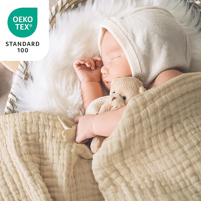 Love's cabin 100% Cotton Muslin Blanket, 6 Layer Lightweight Breathable Gauze Twin Size Blanket 60 x 80 Inches, Soft Summer Blanket for Bed or Couch, Khaki
