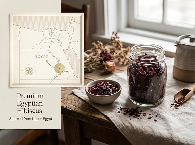 Zeeza Hibiscus Tea, 1LB, Organic Hibiscus Flowers from Egypt - Cut & Sifted - Loose Leaf Tea - Ideal for Agua Fresca, Iced Tea, & Karkadé