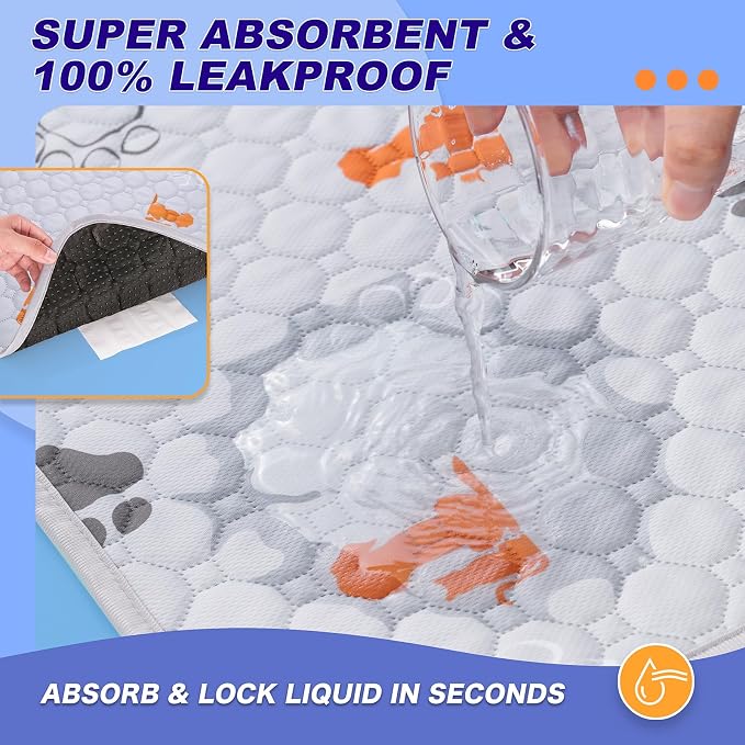 WanpeeGoo Washable Pee Pads for Dogs, Waterproof, 36 x 41 in, 2 Pack, Orng | Super Absorbent, Waterproof and Non-Slip; Washable, Reusable Dog Pads for Crates, Playpens, Floors, Furniture and Travel