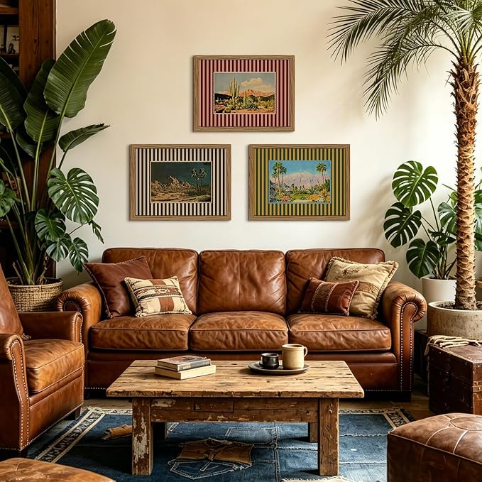 Western Desert Wall Art Vintage Southwestern Wall Decor Boho Cactus Prints | Western Landscape Canvas Pictures Southwest Painting Nature Posters Modern Artwork for Bedroom Bathroom 16x24x3 Inch Unframed