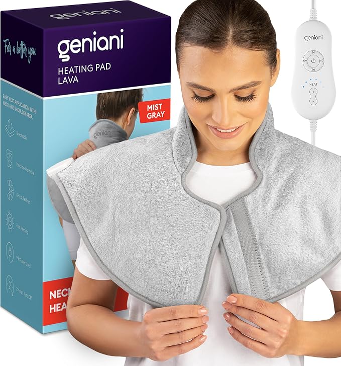 GENIANI Electric Throw - Heating Pad for Neck and Shoulders, Large Heated Pad for Neck Pain, Shoulder Heating Wrap with 4 Auto Shut-Off, 6 Heat Settings, Pain Relief, Gifts for Women Men - 22"x24"