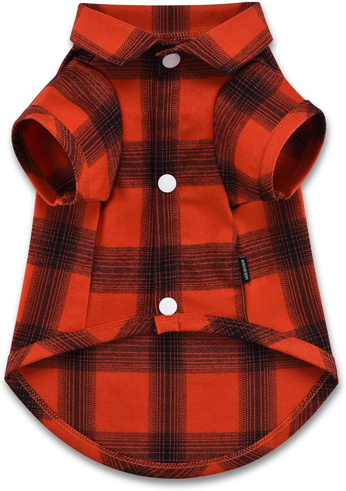 Koneseve Dog Shirt Plaid Dog Clothes for Small Dogs Boy Girl Cat Clothes Soft Puppy Outfit Adorable Pet T-Shirts Kitten Grid Costume Apparel Thanksgiving Christmas Clothing (Red#1; XS/Extra Small)