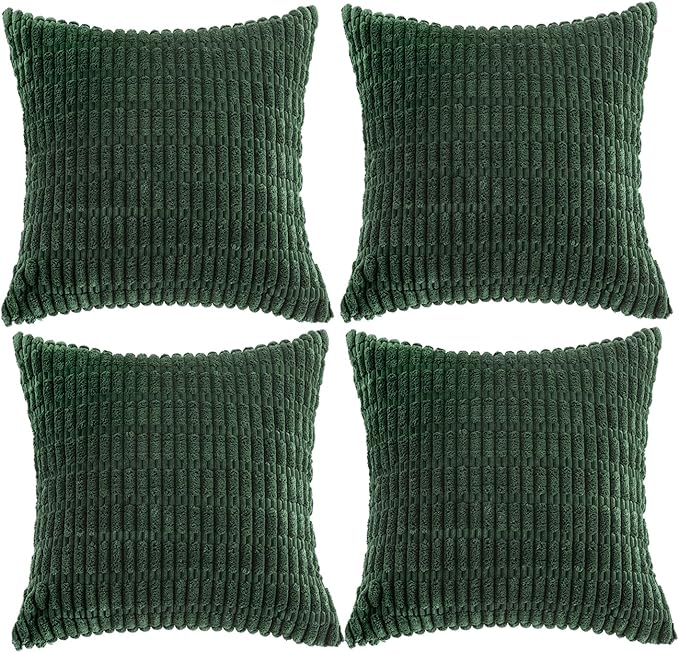Fancy Homi 4 Packs Decorative Throw Pillow Covers for Living Room Couch Bed, Modern Farmhouse Boho Home Décor Accent Cushion Case, 20" x 20", Forest Green