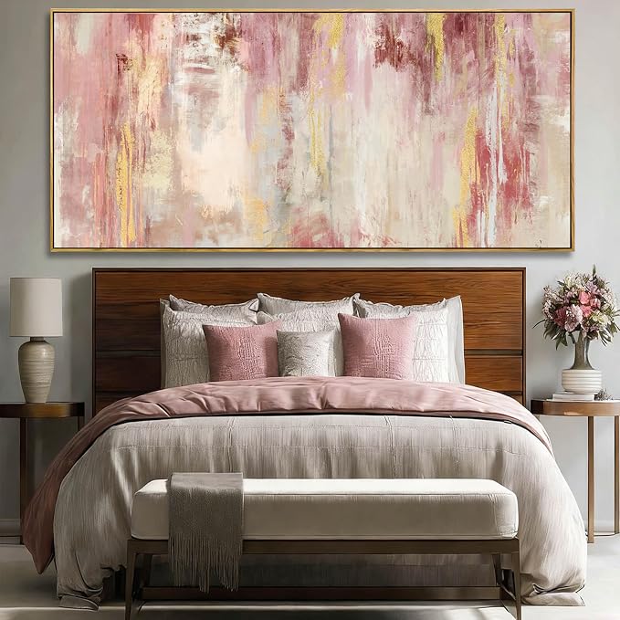 SOUGUAN Pink Wood Wall Decor Abstract Wall Art Modern Posters 40"x86" Pictures for Living Room Office Artwork Bedroom Decorations