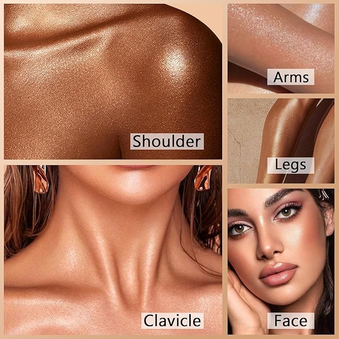 2 Pack Corlo Body Shimmer Oil Liquid Illuminator Highlighter Waterproof Long Lasting Moisturizing Bronze Luminizer Glow For Face Body (Rose Gold, 2pcs)