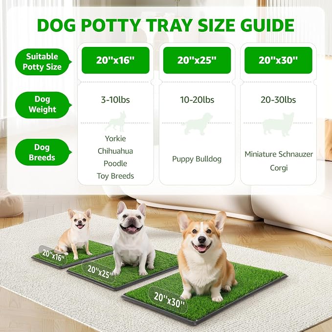 Portable Dog Grass Pad with Tray 20"x30", for Indoor Outdoor Potty Training | Dog Litter Box, Easy to Clean, Pet Loo, Artificial Grass Patch, Washable Pee Pad, Ideal for Patio Balcony Apartment