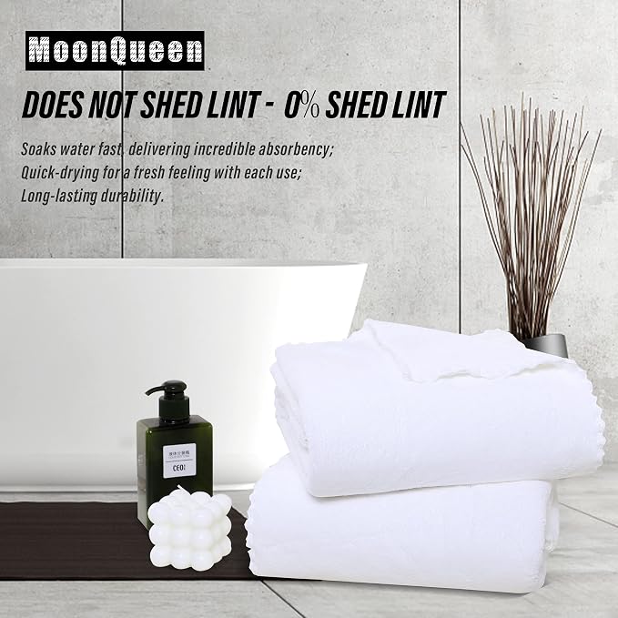 MOONQUEEN 6 Pack Premium Bath Towel Set - Quick Drying - Microfiber Coral Velvet Highly Absorbent Towels - Multipurpose Use as Bath Fitness, Bathroom, Shower, Sports, Yoga Towel (White)