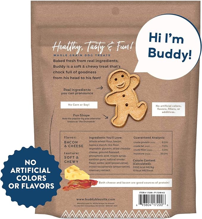 Buddy Biscuits Soft & Chewy Dog Treats with Bacon & Cheese - 6 oz. (4 Pack) (17200)