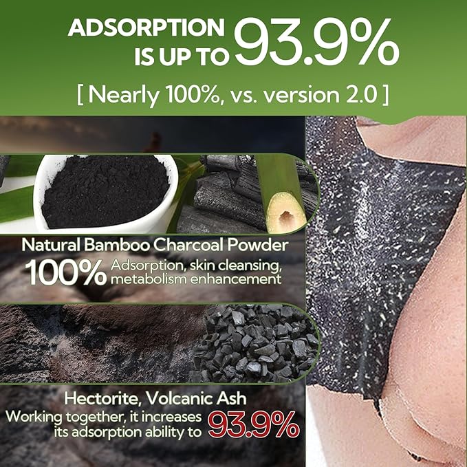 LANBENA Blackhead Remover Nose Pore Strips for Face, 2.0 Upgraded Deep Cleansing Peel off Mask Nose Strips Skincare for All Skin (1.06 Oz/30g) - 60pcs Strips (Black)