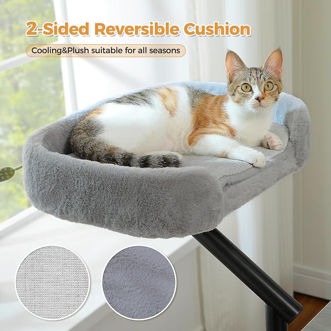 PAWZ Road Cat Desk Bed 360°Rotating Supports to 50 Lbs Cozy Nest for Desk | Elevated Desk Mount Cat Bed with Sturdy Clamp – Fits Desks & Tables, Padded Soft Nest for Cats, Holds Up to 50 lbs