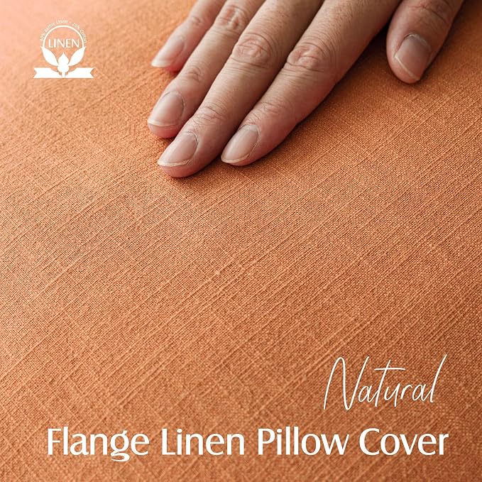 Foindtower Pack of 2, Decorative Linen Solid Throw Pillow Covers Soft Accent Euro Cushion Case Farmhouse Neutral Pillowcase for Chair Couch Sofa Bed Living Room Home Decor 18 x 18 Inch Dusty Orange