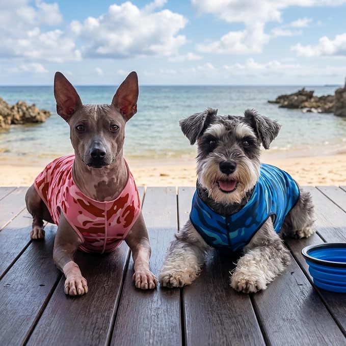 YUDODO Lightweight Dog Shirts, Stretchy Dog Tank Tops, Soft Pet Vest | Skin-Friendly, Breathable, Sleeveless, All Season Dog Clothes, For Small Medium Dogs, Blue Camo, XXL