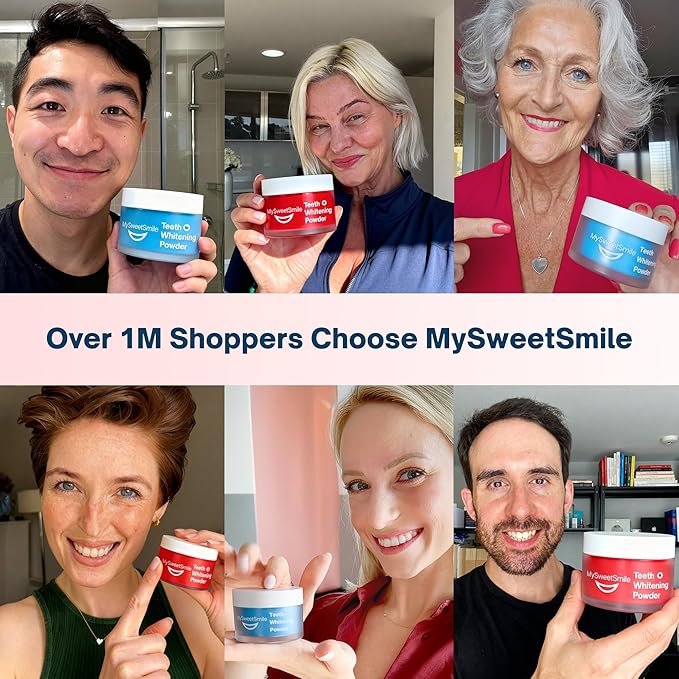 MySweetSmile Teeth Whitening Powder – 6 Month Supply – Removes Years of Coffee, Tea, Smoking & Ageing Stains – Dentist-Approved & Enamel-Safe – IndyBest Award-Winning Whitener (Strawberry)