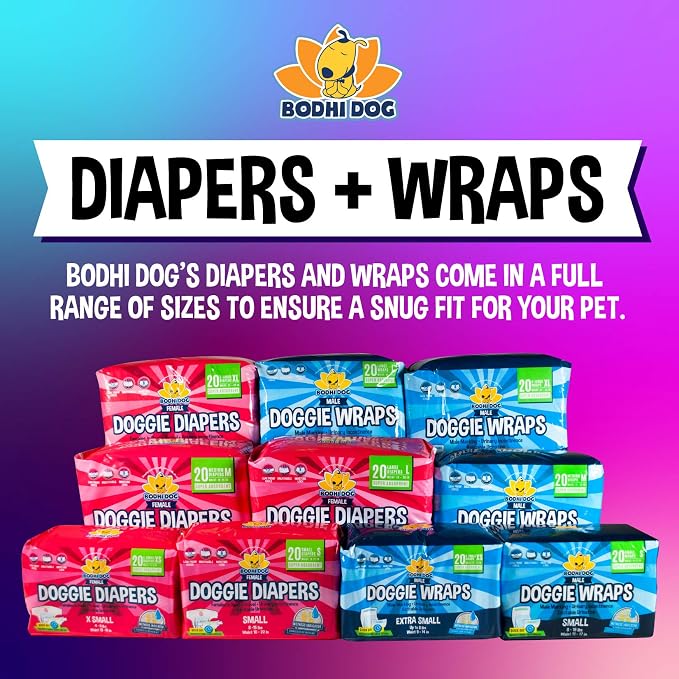 Bodhi Dog Disposable Male Dog Diapers - Super Absorbent, Leak-Proof Pee Wraps - Adjustable Fit, Comfortable Design, Advanced Moisture Control, and Wetness Indicator - Extra Large (20 Count)