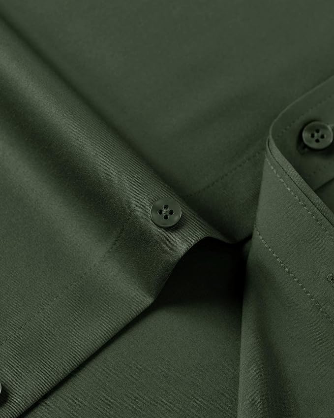 J.VER Men's Dress Shirts Solid Long Sleeve Stretch Wrinkle-Free Formal Shirt Business Casual Button Down Shirts