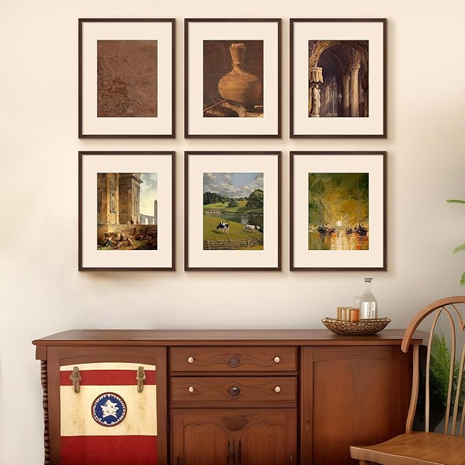 upsimples 16x20 Picture Frame, Gallery Wall Frames Set of 5, Brown | Poster Frame Collage Wall Decor, 11x14 Picture Frame with Mat for Family, Baby, Hallway, Christmas