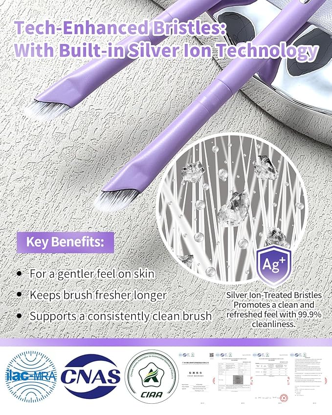 Eyeliner Brush, EIGSHOW Sickle Angled Gel Eyeliner Brush with Silver Ion Bristles, Ultra Thin Eye Makeup Brushes for Precise Eye Liner, Eyebrow (E865MP)