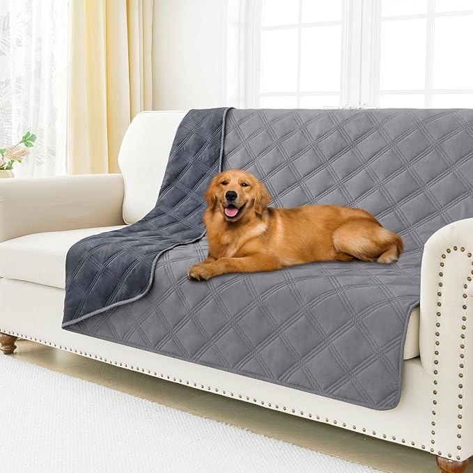 Smiry Waterproof Dog Bed Cover, Reversible Pet Blanket for Sofa Couch | Soft Washable Dog Blanket, Leakproof Couch Cover for Dogs Cats & Furniture Protection, 68x82, Grey/Dark Grey