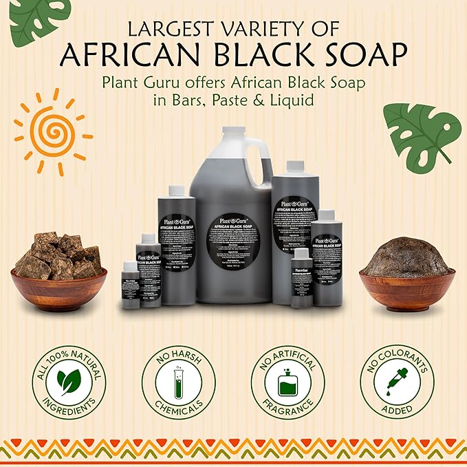 African Black Soap Liquid 16 fl. oz. 100% Raw Pure Natural From Ghana. Acne Treatment, Aids Against Eczema & Psoriasis, Dry Skin, Scars and Dark Spots. Great For Pimples, Blackhead, Face & Body Wash.