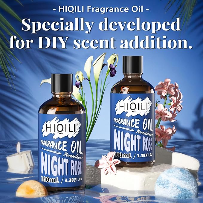 HIQILI Night Rose Fragrance Oil 100ml for Diffuser Car Freshies, Clean Fresh Scent for Candle Making Soap Laundry 3.38 Fl Oz