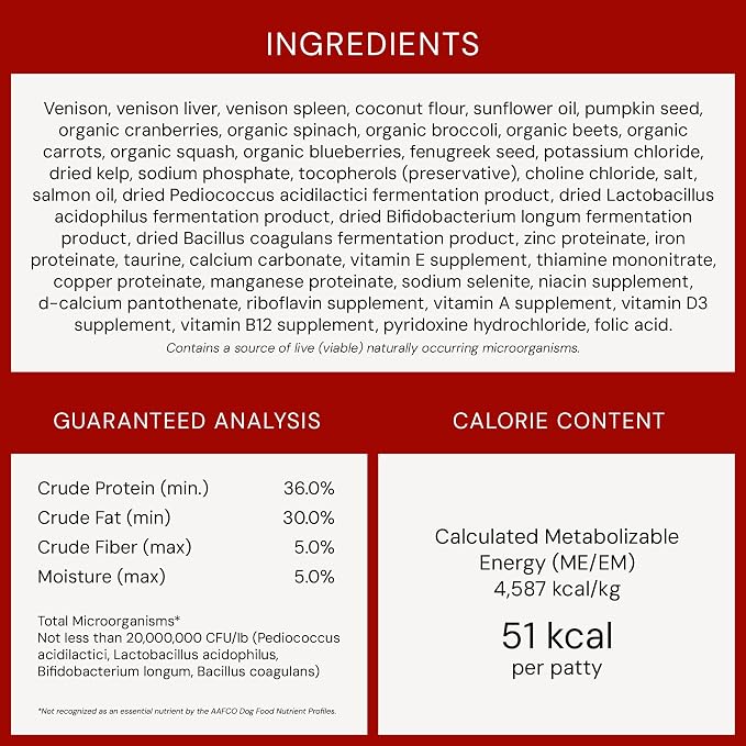Stella & Chewy's Freeze-Dried Raw Dinner Patties - Simply Venison Recipe - High Protein Grain-Free Puppy & Dog Food - Perfect for Picky Eaters - 14 oz