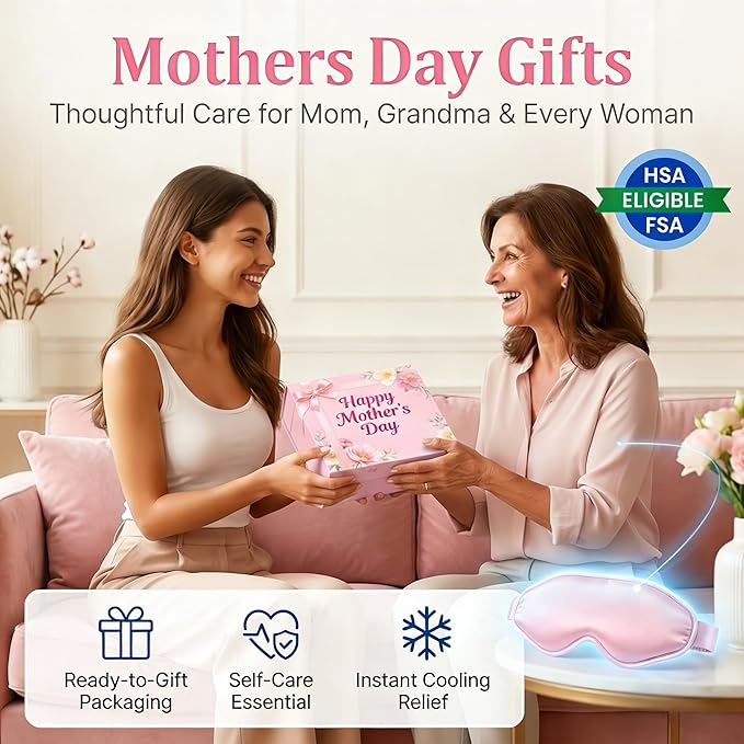 Mothers Day Gifts for Women, Ice Eye Pack for Self Care Gifts, Cooling Eye Gel Sleep Mask for Puffy Eyes - Fsa Eligible Items Hsa, Perfect Birthday Gifts for Mom (Pink)