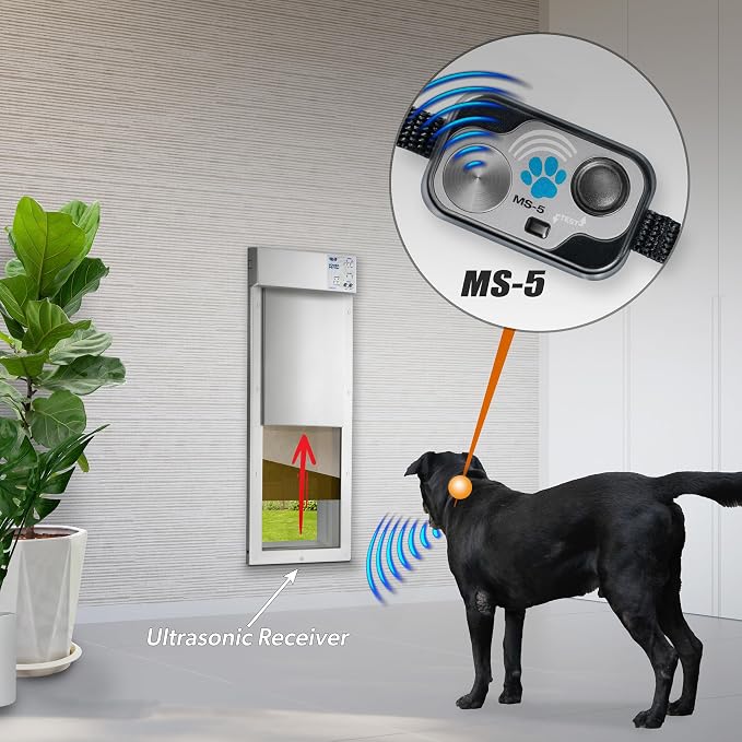 High Tech Pet Genuine MS-5® Automatic Smart Pet Door Collar, Tested & Certified for All Power Pet Doors - Water Proof, Battery Included, Complies with Power Pet Door Performance Warranty