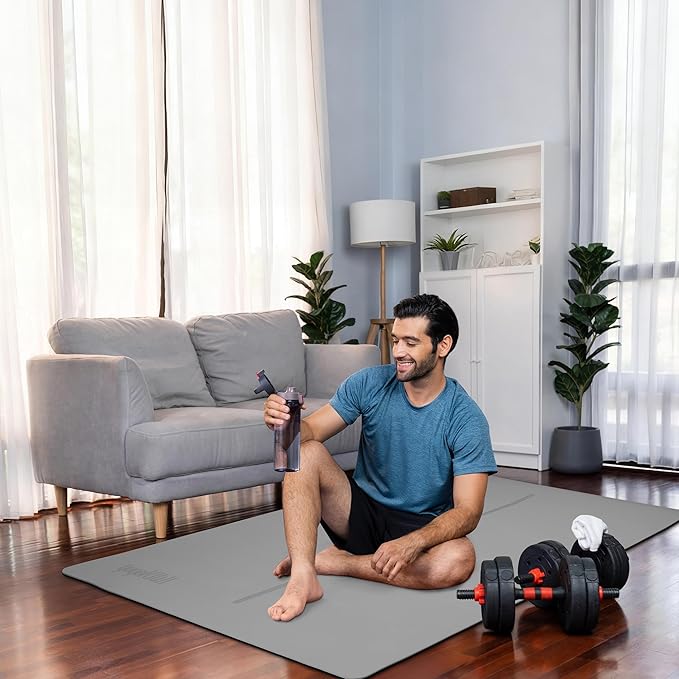 Gogokiwi Large Yoga Mat (6'x4') – 1/4" & 1/2" Thick Exercise Mats for Home Workout, Extra Wide Workout Mats for Home Gym, Yoga, Pilates, Stretching, Floor & More