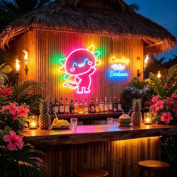 Neon Sign, Axolotl Neon Signs for Wall Decor LED Signs Neon Light | Axolotl Neon Sign for Bedroom, Kids Room, Living Room, Game Room, Bar, Party, Home Decor, Gift, Pink Decor, USB Powered