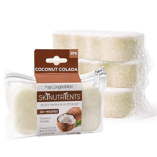 Spongeables Body Wash in a 20+ Wash Sponge, Coconut Colada, 3 Count