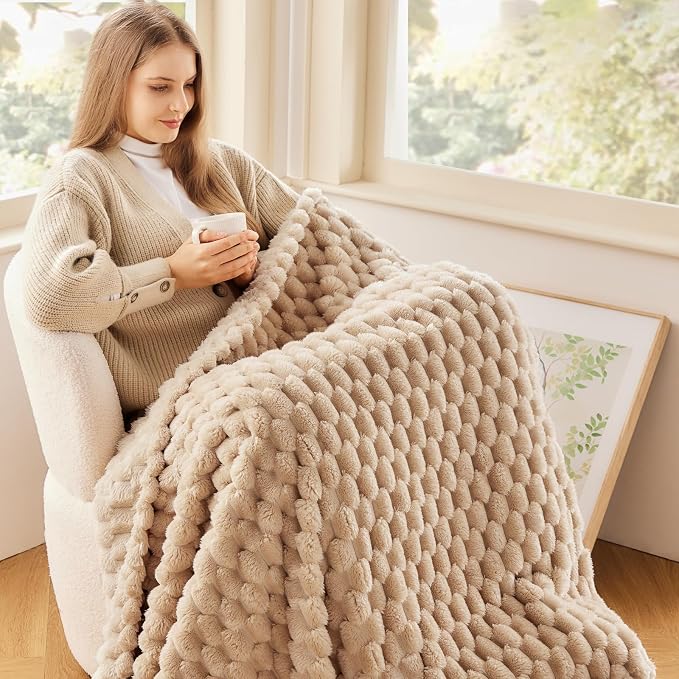 NEWCOSPLAY Fleece Clouds Cozy Queen Blanket for Couch, Brown, 90"x90" | Premium Silky Flannel Blanket, Soft Lightweight Fluffy Throw Blanket for Bed Sofa Decor, Gift for All Season Use