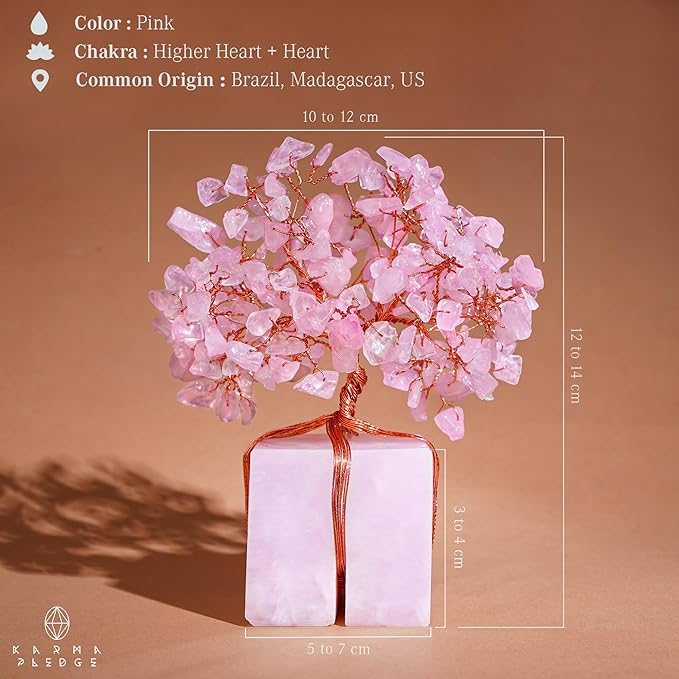 Rose Quartz Trees Gifts for Women, Mom, Sister, Unique Gifts for Her Birthday, Anniversary, 7 Chakra Healing Crystal and Stones for Positivity, Money, Good Luck, Tree of Life Home and Office Decor