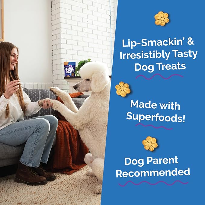 Fruitables Baked Dog Treats, Healthy Pumpkin Treat for Dogs, Low Calorie & Delicious, Made Without Wheat, Corn and Soy, Made in the USA, Allergy Friendly, Pumpkin and Blueberry Flavor, 32 oz