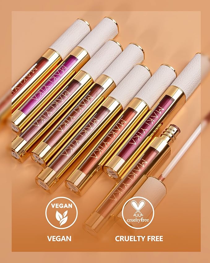 MAKI YIKA Pink Nude Lipstick for Women Metallic Lipsticks Glitter Long Lasting Lipstick No Smudge No Transfer Liquid Lip Gloss (BR017 Love Fighter)