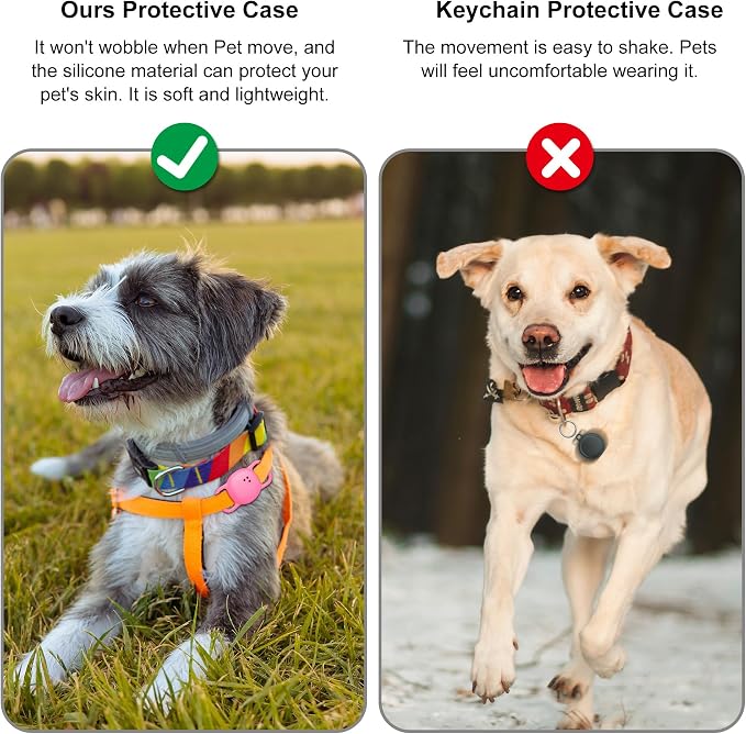 Cat Collar Case for Life360 Tile Sticker Tracker, 2-Pack Silicone Anti-Lost Protective Cover for Life 360 Tile Sticker Holder for Dog/Pet Collars, Durable, Easy Installation, Lightweight, Neon Pink