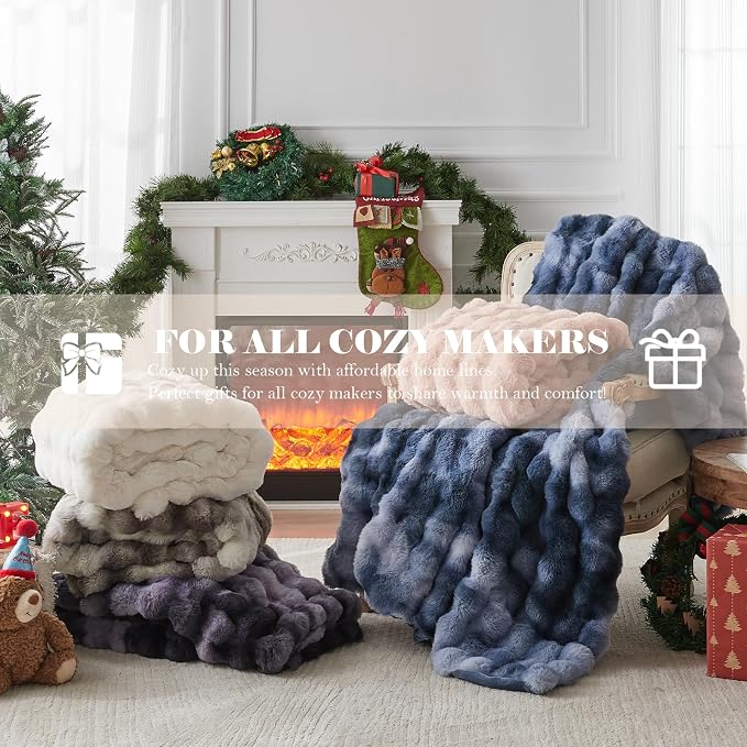 Faux Fur Twin Blanket for Couch, 1000 GSM Cozy Fuzzy Fluffy Soft Plush Thick Bubble Sherpa Blanket for Sofa Bedroom Living Room, Mothers Day Birthday Gifts for Women Home Decor