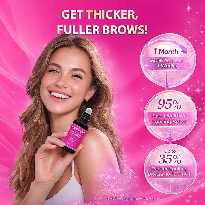 UNNAMED Peptide Eyebrow Growth Serum with 6X More Active Ingredients - Brow Serum for Thicker Fuller Brows, Sparse Thinning and Over-Plucked - 30ml Roller Ball
