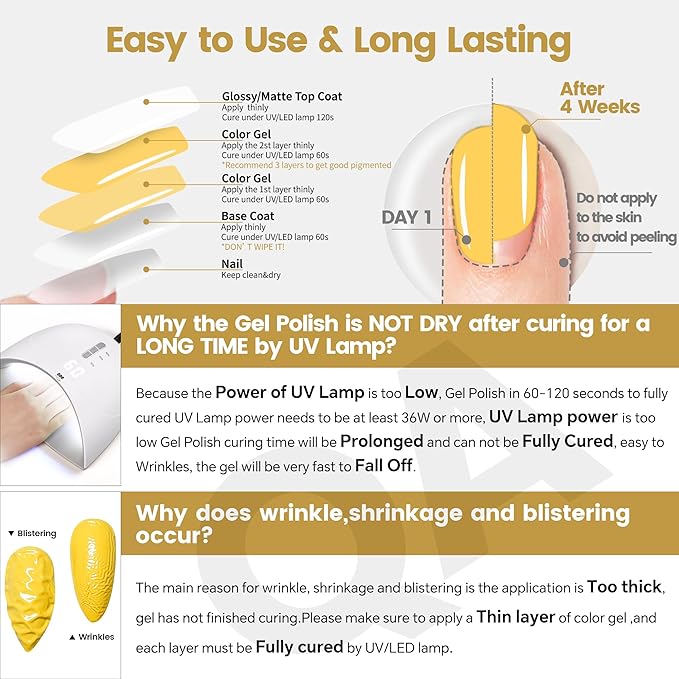 YTD Likomey Nail Gel Color Gel,15ml Yellow Soak Off UV Nails Gel,Spring Summer Salon Home DIY Nail Art Manicure and Pedicure Mustard Yellow Gel Varnish,CS438