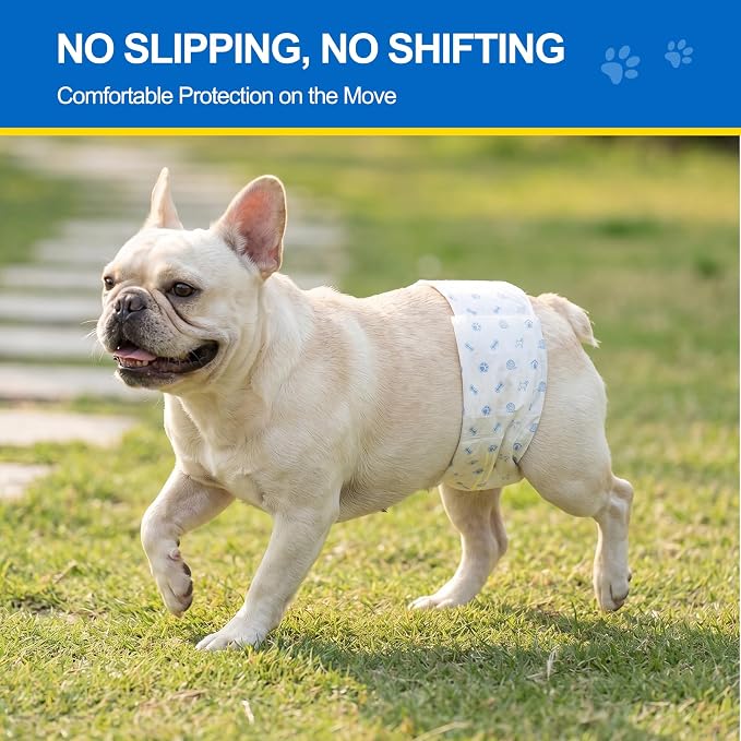 Wowflash 100 Count Dog Belly Bands for Male Dogs, Male Dog Diapers Disposable, Leakproof Dog Wraps with Wetness Indicator, Breathable Quick-Dry, Secure Fit for Doggy Puppy Training, Small