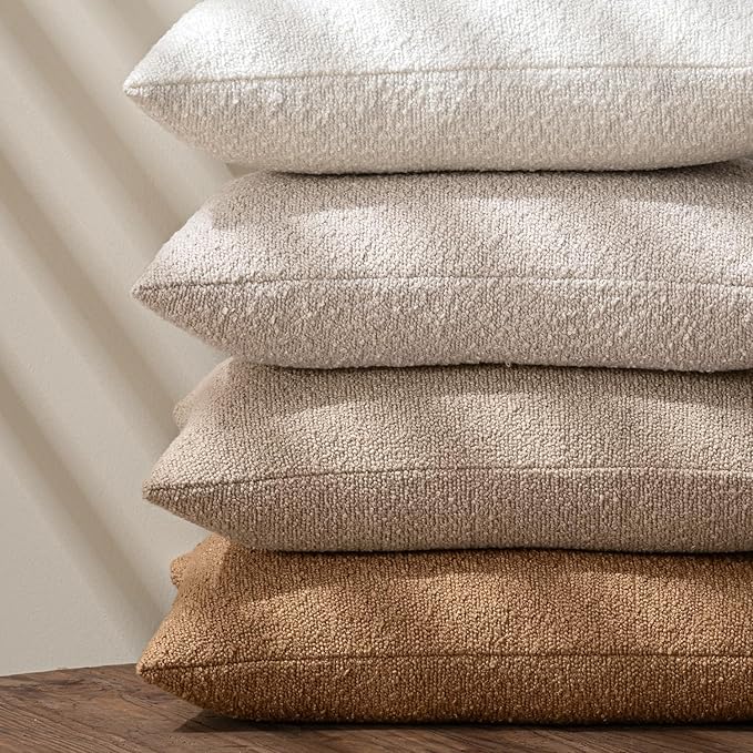 MIULEE Textured Boucle Lumbar Pillow Cover for Bed 14x22 White | Pack of 1 Textured Neutral Couch Throw Pillow Cover, Accent Solid Pillowcase, Sofa Living Room Home Decor